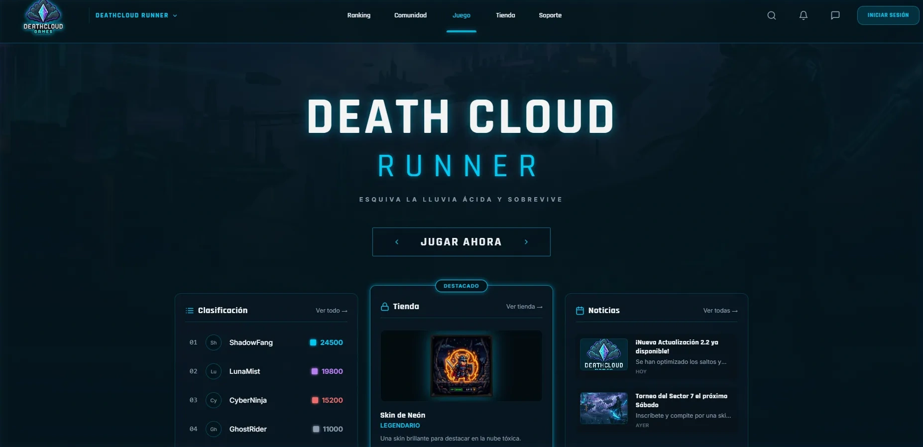 DeathCloud - Captura de pantalla de la interfaz